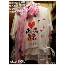 香港迪士尼樂園限定 情人節系列 米奇米妮愛心圖案 綁蝴蝶結大人上衣